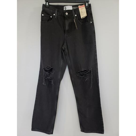 NEW Levis 29x31 Black Mid-Rise '94 Baggy Straight Jeans 30 Silver Tab Distressed - Picture 1 of 7